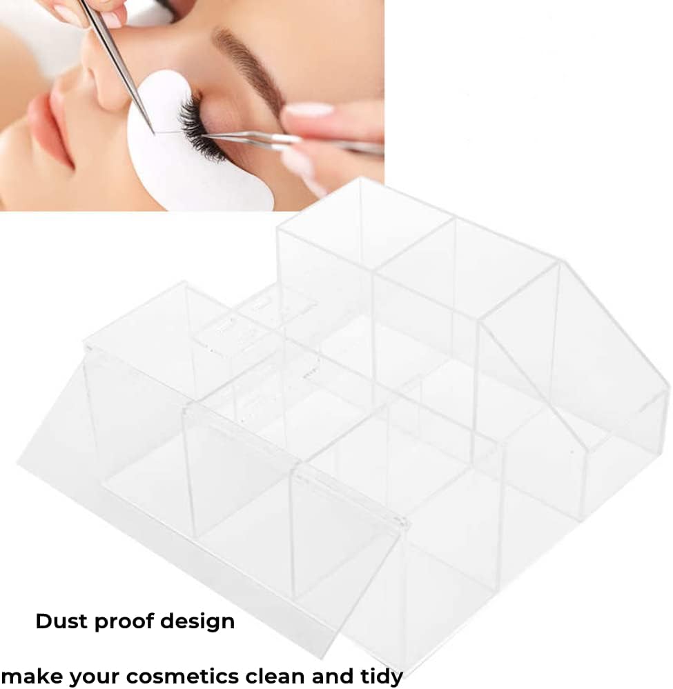 Acrylic Large Capacity Makeup Organizer, Grafting Beauty Extension Supplies Lash Storage Display, Eyelash Storage Case Brush Tweezers Cosmetic Holder (Transparent)