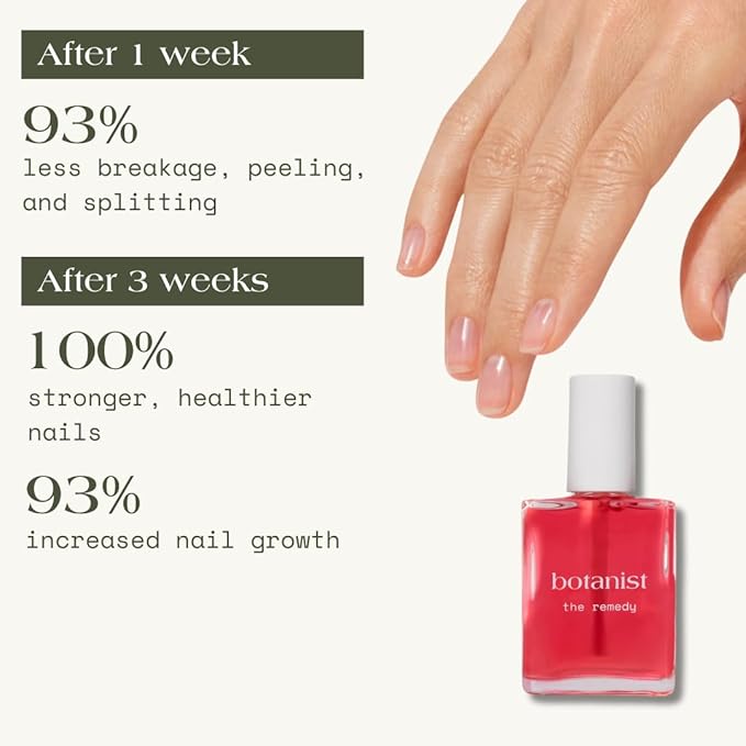 Botanist The Remedy | Nail Strengthening Polish | Repairs & Hardens Nails Damaged from Acrylics, Dip & Gel Manicures | Non-Toxic, 84% Plant Based, 21-Free & Vegan (Rose)