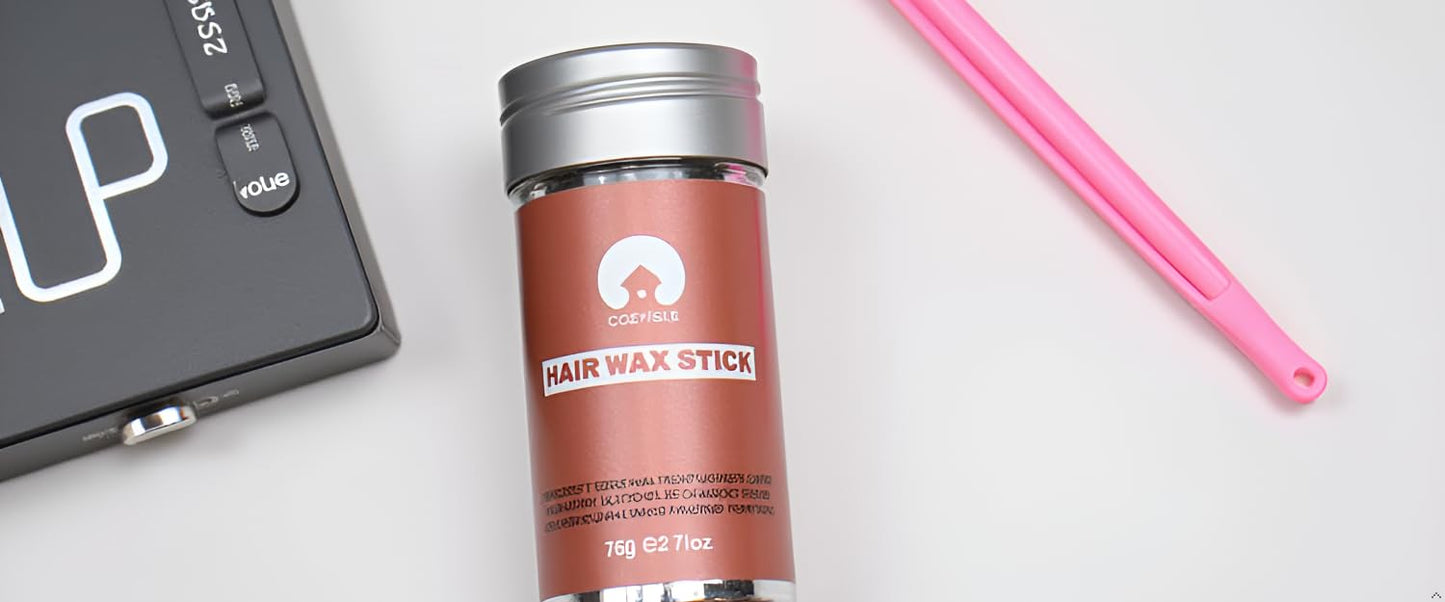 Hair Wax Stick Set & Slick Back Kit for Women – 7-in-1 Styling Tools with Hair Loop Styling Tool | Tames Flyaways, Frizz Control | Portable Hair Sticks (Pink)