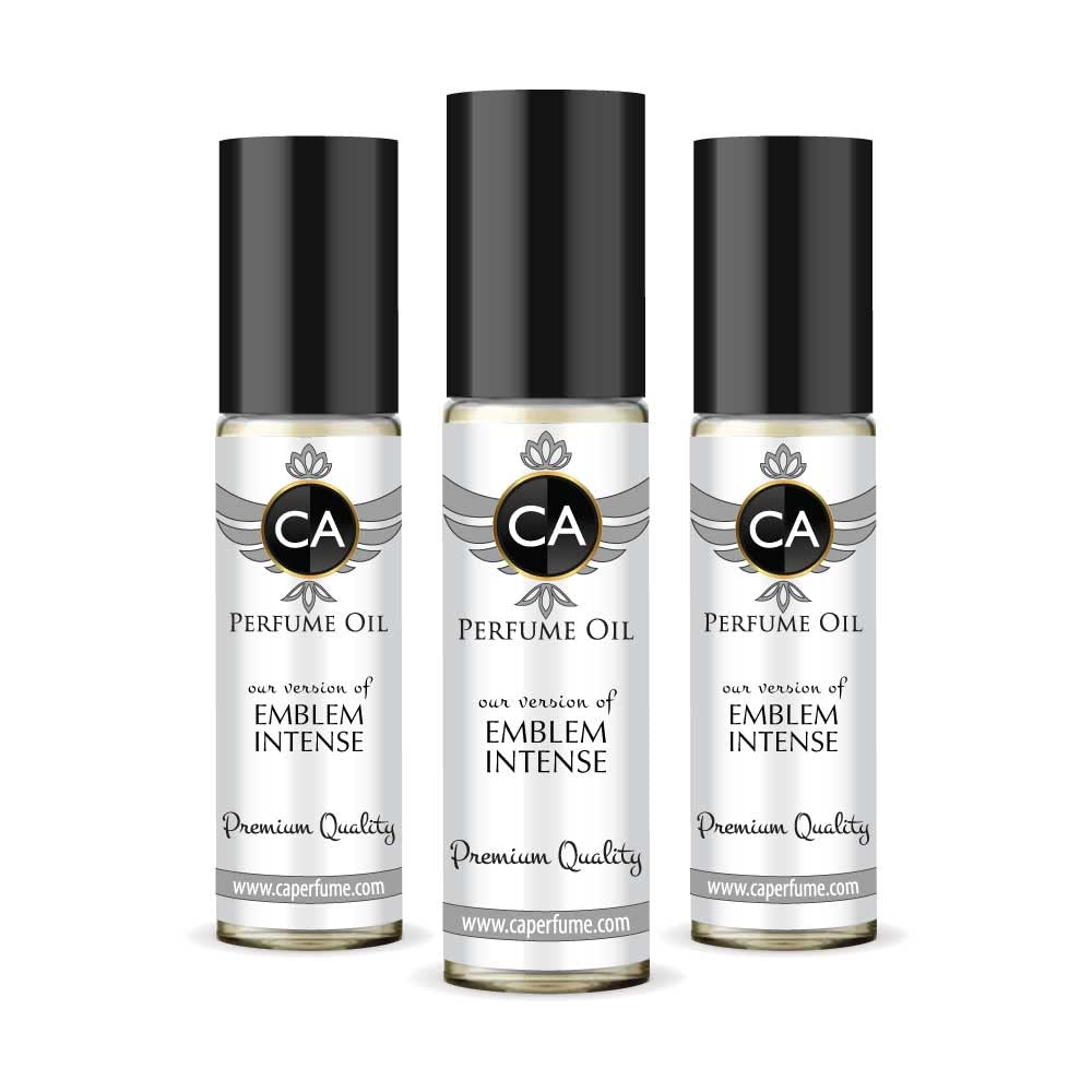 CA Perfume Impression of Emblem Intense for Men Eau De Parfum Aromatic Spicy Scent Long Lasting Cologne for Men Travel Size TSA Ready for Day and Night Wear 0.33 Fl Oz 10ml (Pack of 3)