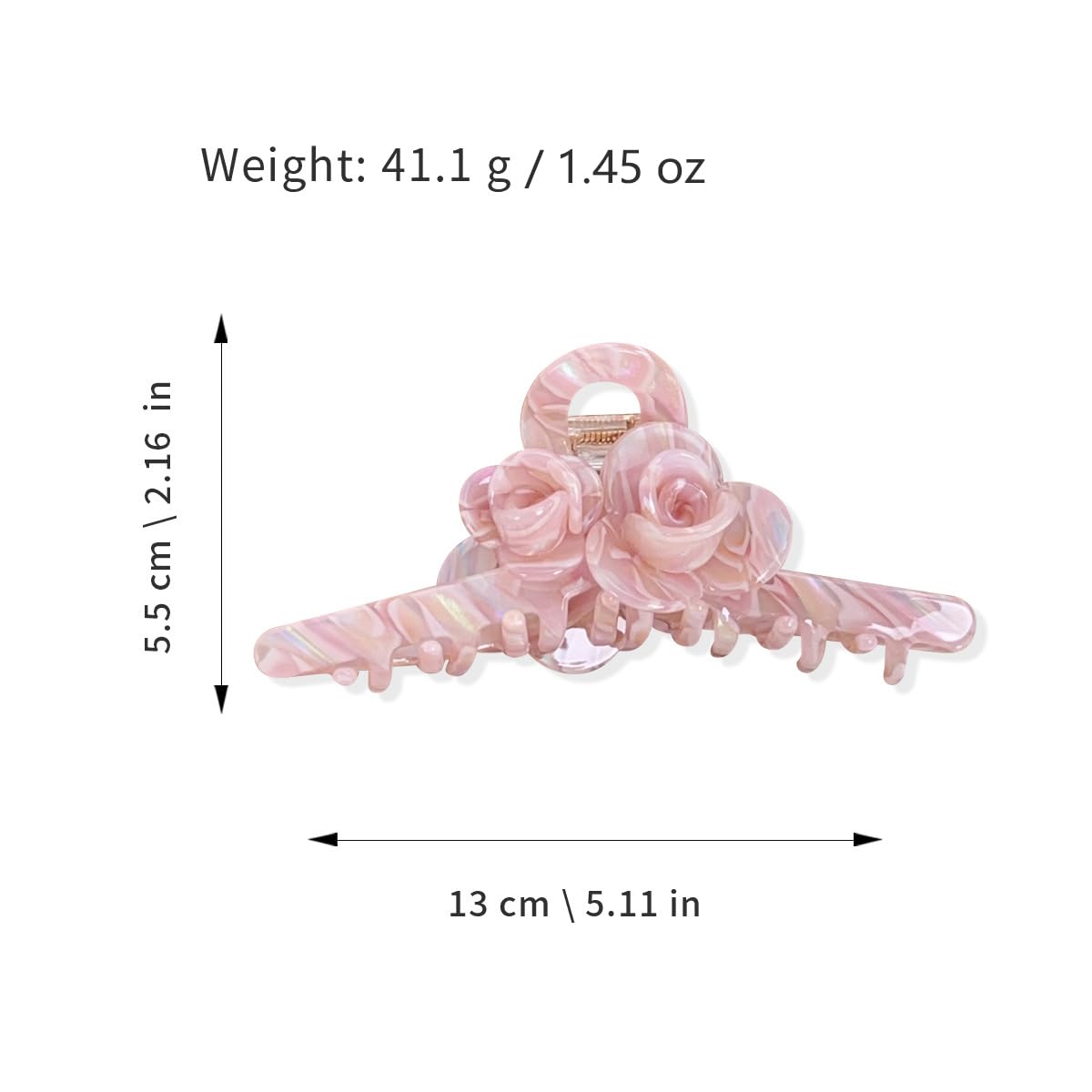 Premium Acetate Hair Clip for Women - Elegant Plant-Based Hair Claw with Secure Hold, Gentle on Hair (A-Iridescent Gray, 5.1 * 2.3 * 2.1inch)