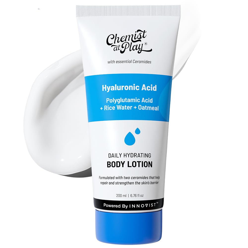 Chemist at Play Hydrating Body Lotion with Rice Water & Hyaluronic Acid for Deep Moisturization | All Skin Type | Hydrate Dry and Flaky Skin | Vegan & Cruelty-Free | 7 fl oz.