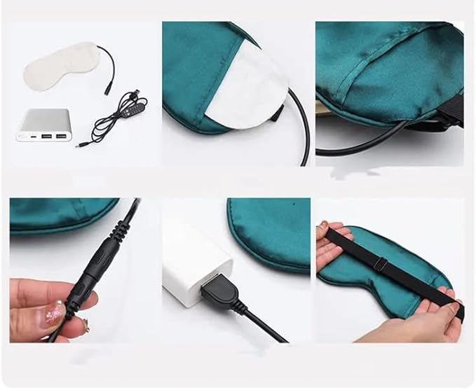 Heated Eye Mask, USB Eye Mask for Dry Eyes with Temperature & Timer Control, Warm Eye Compress Heating Pad for Sleep, Dry Eyes, Dark Circles, Puffy Eyes (Black)