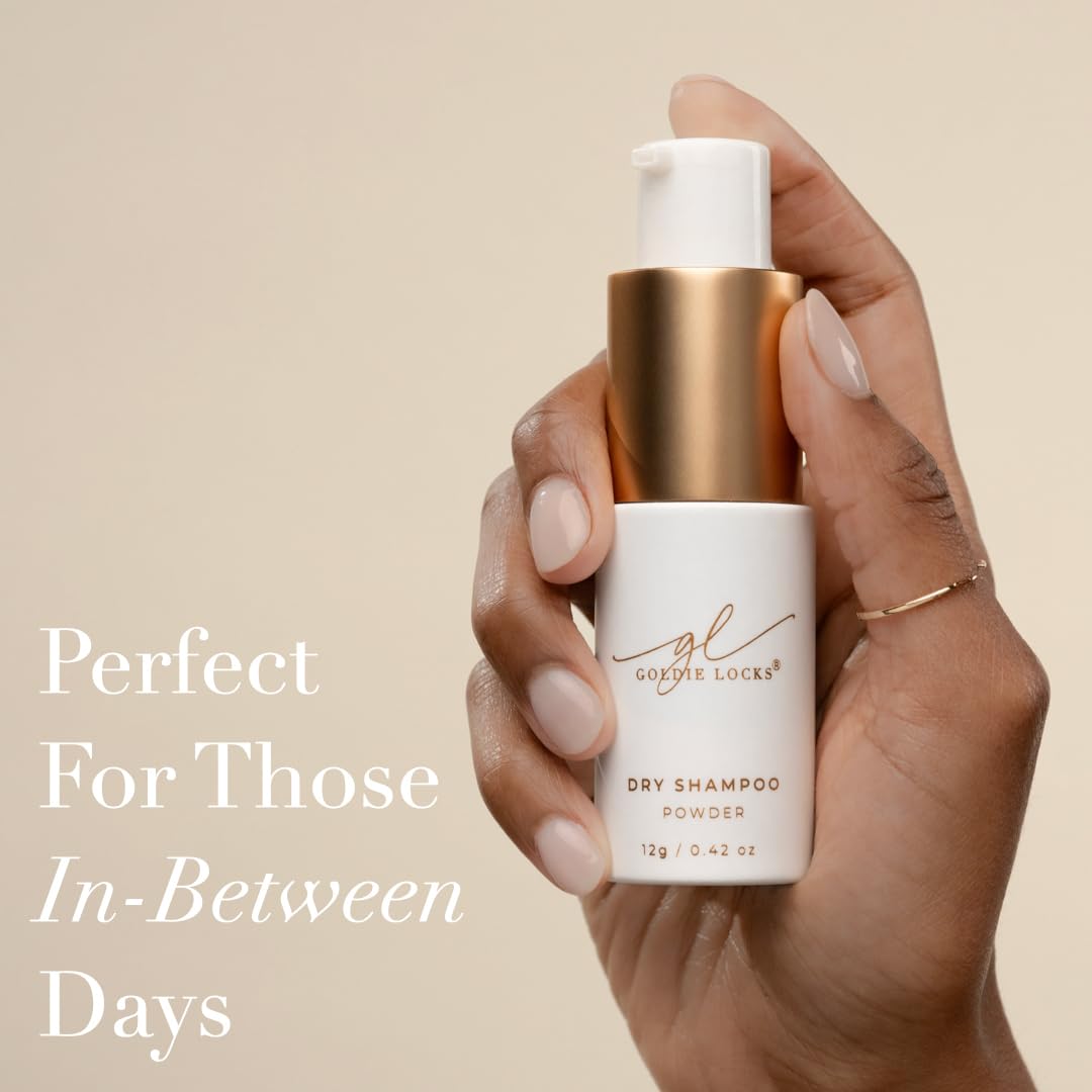 Goldie Locks Dry Shampoo Powder - Volumizing and Oil Absorbing - For Light and Dark Hair - Non-Aerosol, No Residue - Safe for Extensions & Color-Treated Hair - Protein-Free - 0.42 oz