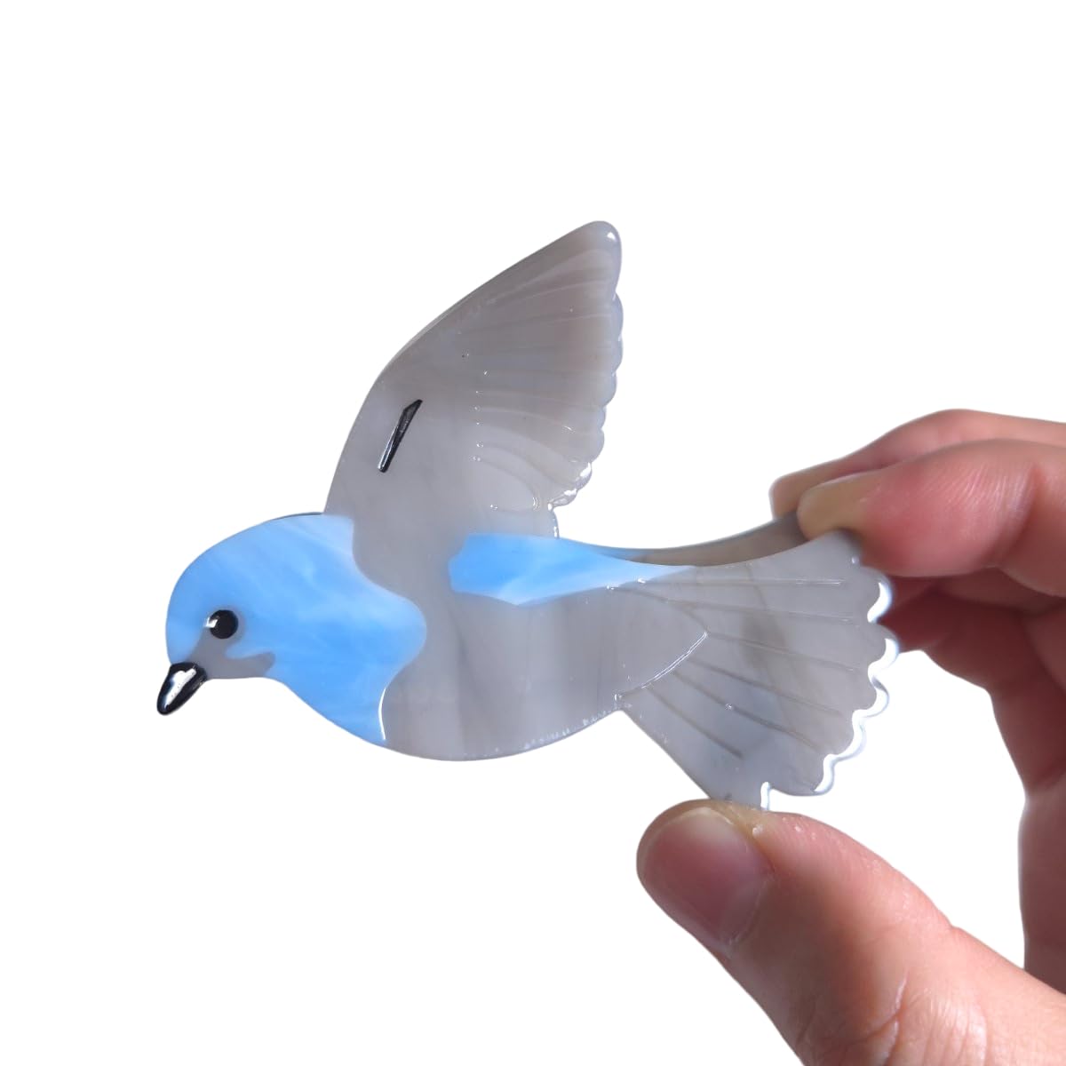 Cute Grey Hummingbird Hair Clip,Acetate Hair Clip,Big Claw Clip for Women,Funny Hair Claw Clip