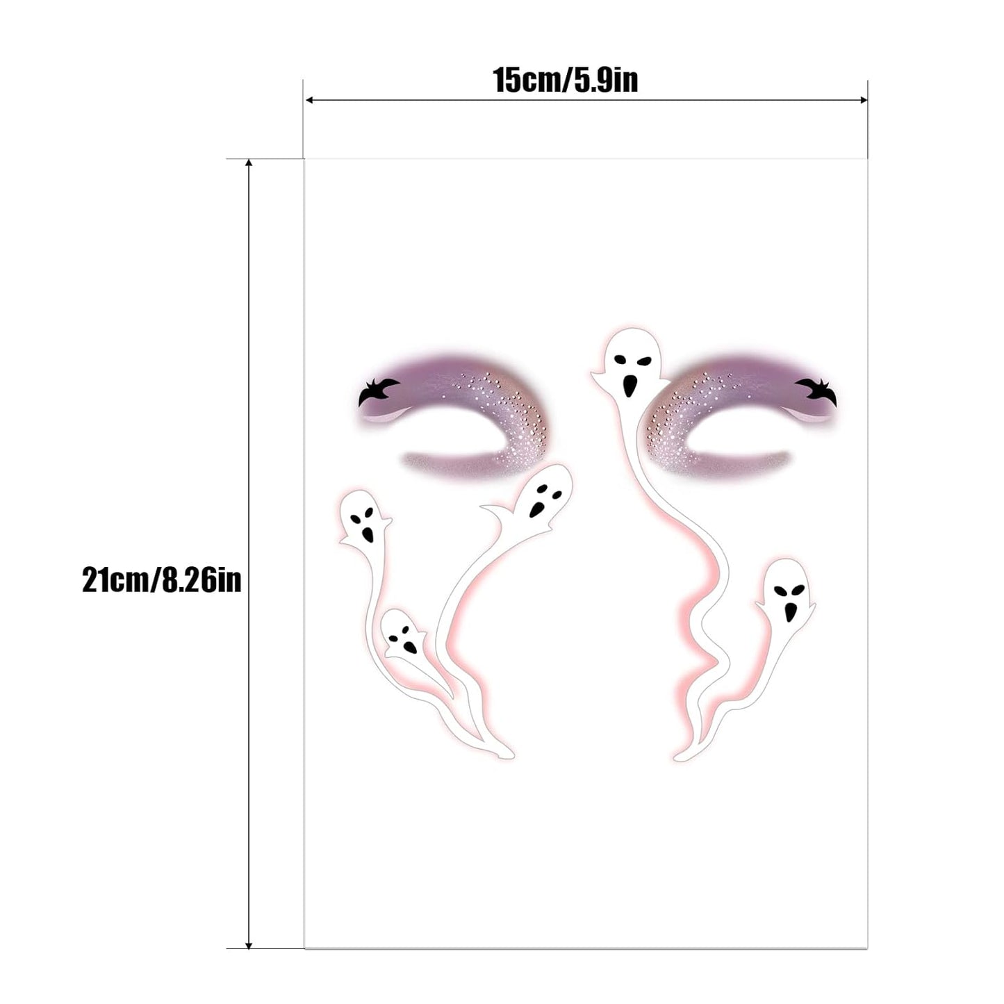 Halloween Face Tattoos, Cute Halloween Face Tattoo, Face temporary Tattoos Stickers, Funny Tattoos with Ghost & Bat,Face Makeup Tattoo Stickers for Halloween Cosplay Party DIY Decorations - 8Pcs