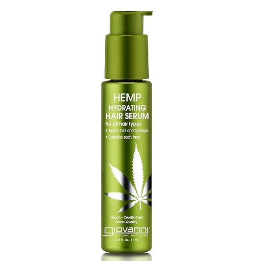 GIOVANNI Hemp Hydrating Hair Serum - Hemp Seed Oil, Aloe Vera, Frankincense Helps Stimulate Moisturize & Revitalize Damaged Hair, No Parabens, Color Safe, For All Hair Types, Hair Oil Serum - 2.75 oz