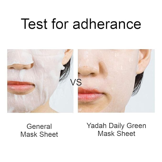 YADAH Daily Green Facial Sheet Mask, Natto Collagen, Pack of 5 – Vegan 100% Eco-friendly Mask Sheet for Skin Elasticity