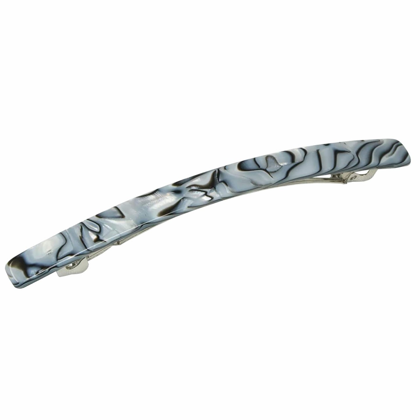 French Amie Long and Thin Large 4" Handmade Celluloid Hair Barrette Clip for Girls Automatic Strong Hold Hair Clips for Women No Slip Durable Paris Hair Accessories, Made in France (Gray Magma)
