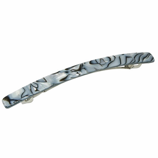 French Amie Long and Thin Large 4" Handmade Celluloid Hair Barrette Clip for Girls Automatic Strong Hold Hair Clips for Women No Slip Durable Paris Hair Accessories, Made in France (Gray Magma)