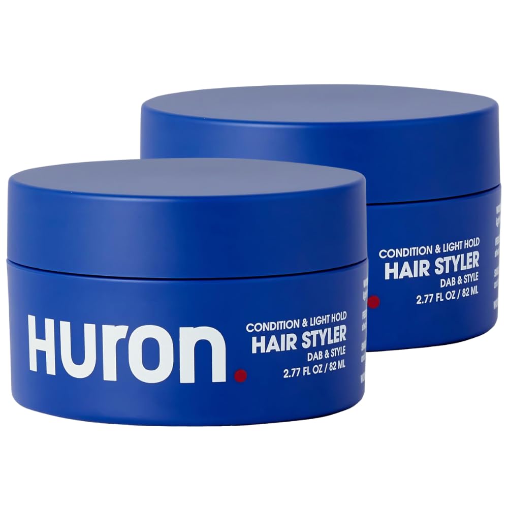 Huron Men’s Pomade – Conditioning & Light Hold Hair Styler – Versatile Grooming Cream for Smooth, Flexible Style with Matte Finish – 2.7 oz (2 Pack)