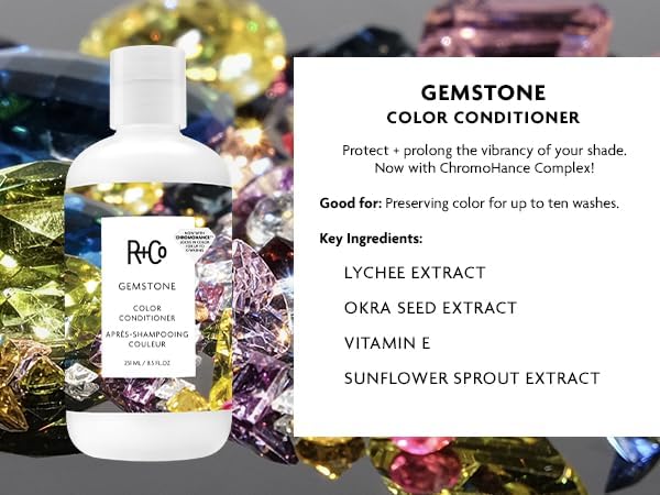 R+Co Gemstone Color Shampoo & Conditioner Set + Deluxe Sample (0.5oz) | Protects Color, Repairs & Nourishes | Vegan + Cruelty-Free | 8.5oz (Pack of 2)