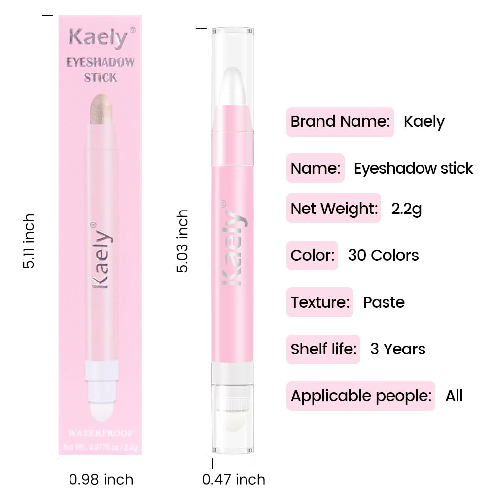 2-in-1 Cream Eyeshadow & Highlighter Stick, Waterproof Ivory White Shimmer Eye Shadow Pencil for Women, Long-Lasting Pigmented Makeup, sombras para ojos 01