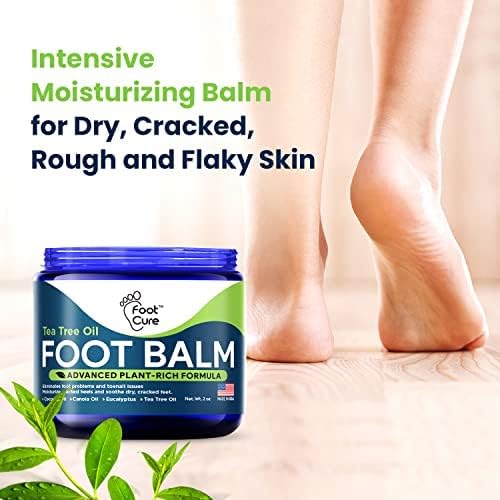 Tea Tree Oil Foot Balm - Foot Moisturizer for Dry Cracked Feet - Instantly Hydrates & Soothes Irritated Skin & Athletes Foot - Best Foot Care for Women and Men & Tea Tree Foot Soak, Callus Remover Gel
