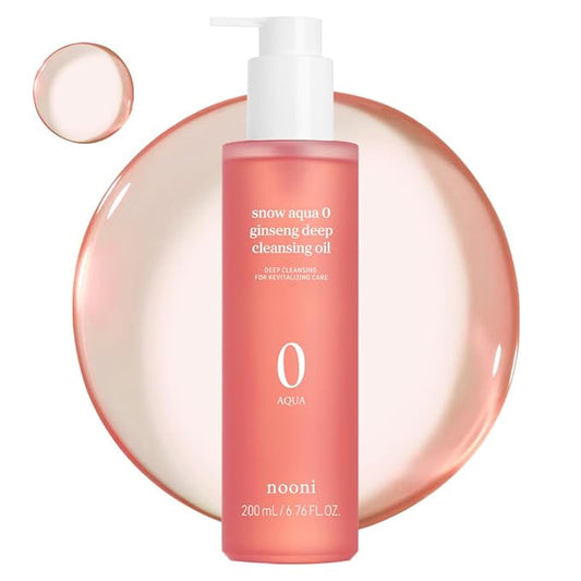 NOONI Facial Cleanser - Snow Aqua 0 Ginseng Deep Cleansing Oil | Makeup Blackhead Remover, Pore Care Control, Glass Skin, Helps Control Sebum, Mother's Day, 6.76 FL.Oz (200 ml)