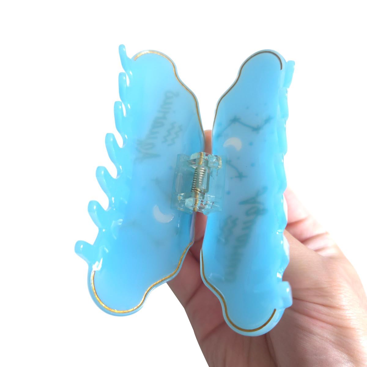 Fantasy Aquarius Sign Hair Clips,Novelty Acetate Claw Clip,Zodiac Hair Clips for Women,Blue