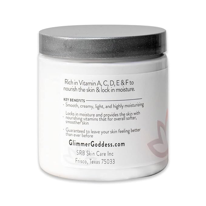 GLIMMER GODDESS Organic Whipped Body Butter- Lemon Verbena, Vegan, 24 Hr Hydration, Less Stretch Marks, All Skin Types, Child-Safe, Organic, 8 oz
