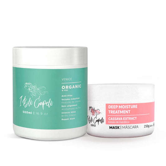 I Belli Capelli Venice B-tox Kit, Hair B-tox Treatment & Argan Oil Mask 250g - B-tox Capilar Para el Cabello, Formaldehyde-Free - Anti-Frizz, Smoothing, (1 B-tox+ 1 Mask)