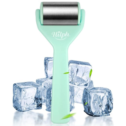 Hilph Ice Roller for Face Metal, Stainless Steel Ice Face Roller for Skin Care, Cold Facial Massager Roller for Puffiness, Eye Bags, Wrinkles, Fine Lines Anti-Aging (Green)