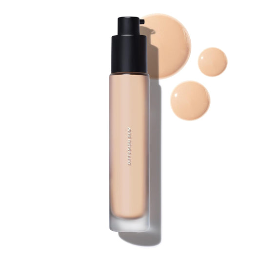 MAKE Beauty Diffusion Dew Skin Tint. Sheer to Medium Coverage Radiant Finish. Blurring, Smoothing, and Brightening for Glowing Complexion. Enhanced with Niacinamide and Adenosine. Fair 01