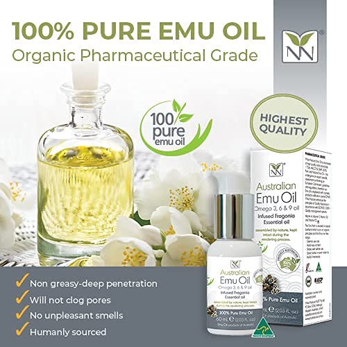 Y-Not Natural Ultra Pure Australian Emu Oil - Luxury Emu Oil 60mL - Free Range Aboriginal Omega 3, 6 & 9 Infused with Fragonia - The Ultimate Moisturizer for Skin, Hair, Nails, and Scalp