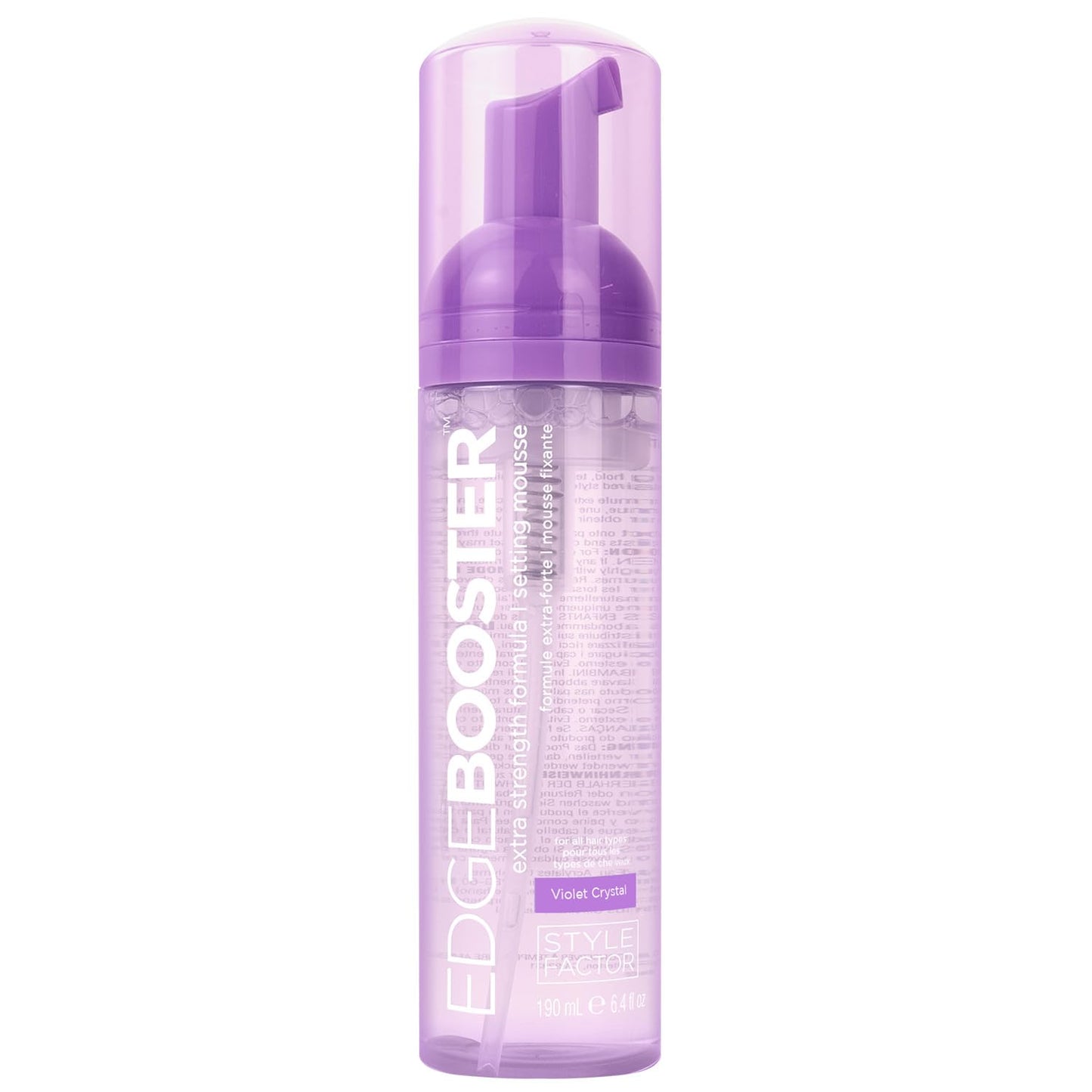 Style Factor EDGE BOOSTER Extra Strength Setting Mousse – Frizz Control, Extra Volume, and Conditioning – 6.4oz Violet Crystal Mousse for Curly Hair