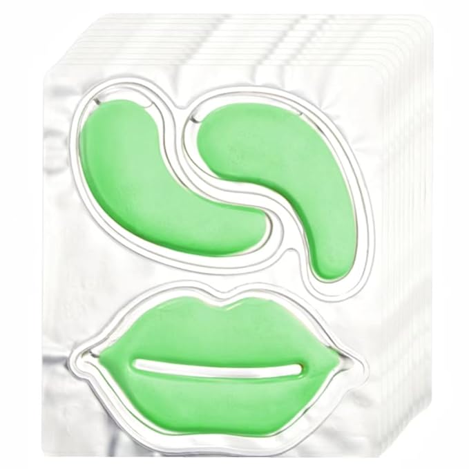 YP 10 Pairs Aloe Vera Under Eye Patches and Moisturizing Lip Mask Set - 10 Pcs Aloe Vera Under Eye Patches, Refines Eye mask Lines Essence for Women Gifts