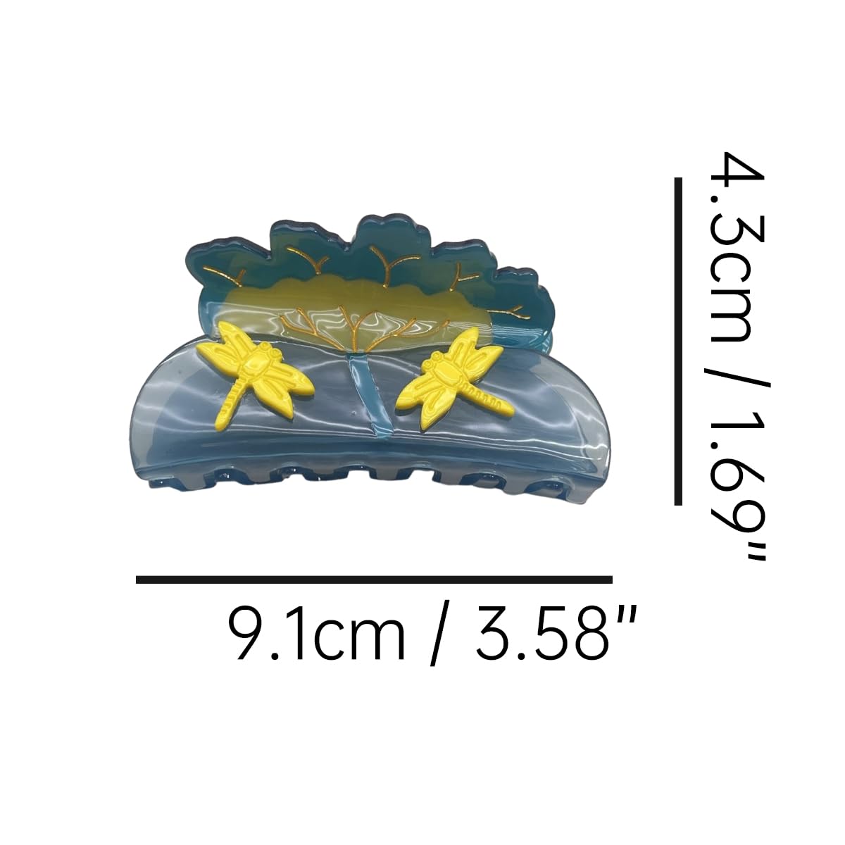 Dragonfly and Lotus Leaf Hair Clip,Acetate Hair Claw,Small Hair Clips for Women