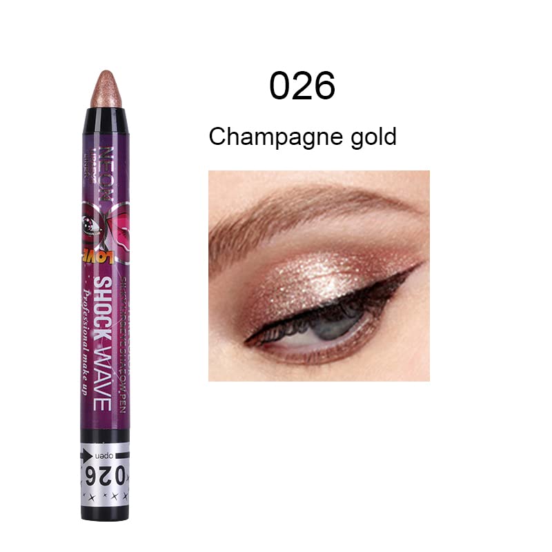 MEICOLY 6 Pcs Eyeshadow Stick Set, Brown Champagne Gold Black Shimmer Crayon, Pro Shiny Bright Starter Rotating Eyeshadow Sticks