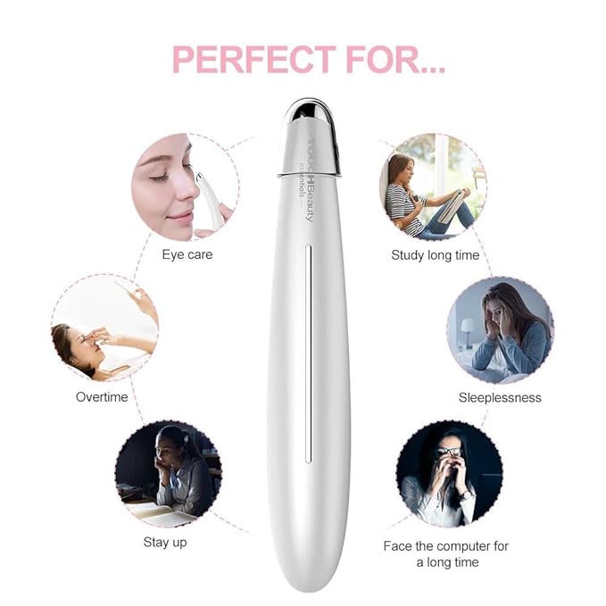 TOUCHBeauty Electric Eye Massager for Dark Circles, Puffiness, Fine Lines/Wrinkle, Crow's Feet and Bags Under Eyes with Sonic Vibration & Heating