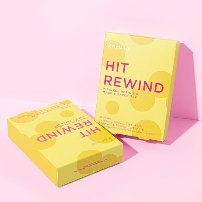 Karuna Hit Rewind Wrinkle Refining Mask and Patch Set, Includes 2 Hydrating Face Masks, 2 Age-Defying Face Masks, and 4 Microneedle Patches