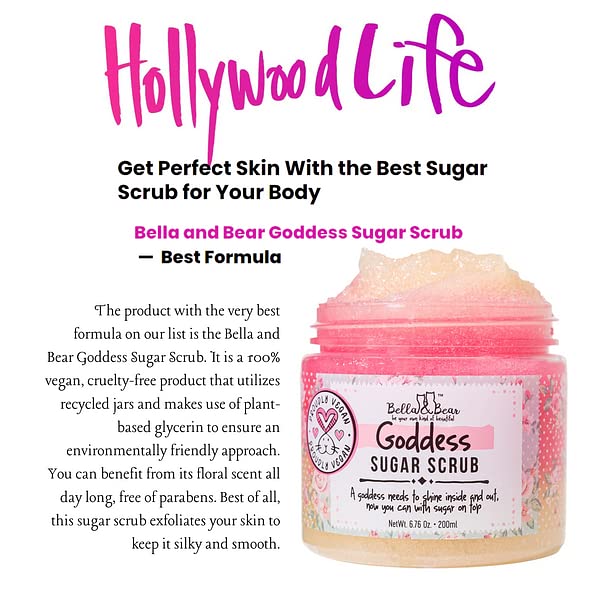 Bella & Bear Goddess Sugar Scrub - 3-in-1 Exfoliator, Body Scrub & Body Wash | Vegan, Cruelty-Free Bliss for Silky Smooth, Radiant Skin