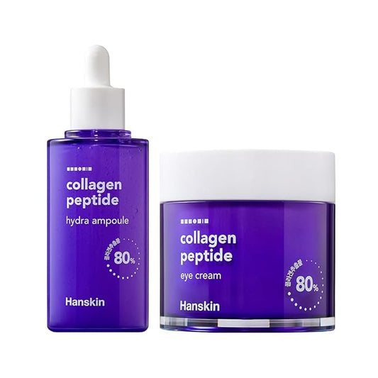 Hanskin Collagen Peptide Duo: Hydra Ampoule + Eye Cream for Firming, Wrinkle Care, and Deep Hydration