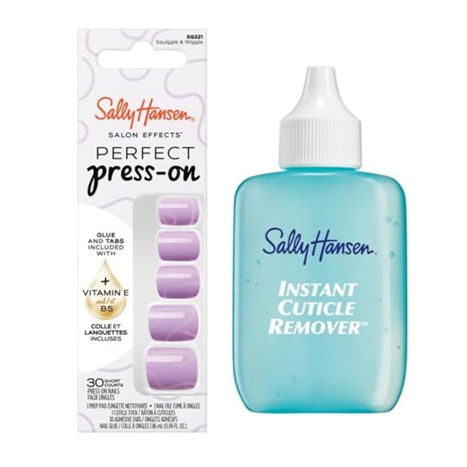 Sally Hansen Instant Cuticle Remover and Salon Effects Squiggle & Wiggle Press On Nails Kit