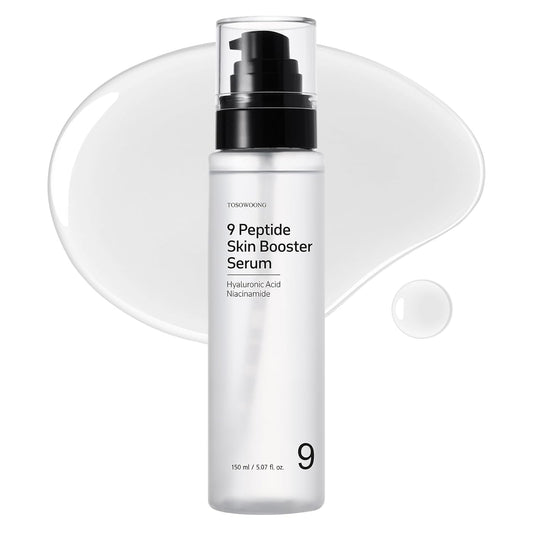 TOSOWOONG 9 Peptide Skin Booster Serum, Niacinamide & Hyaluronic Acid Skin Renewal Boosting Facial Essence for All Skin Types, Korean Skin Care, Paraben Free, 150ml, 5.07 fl.oz.