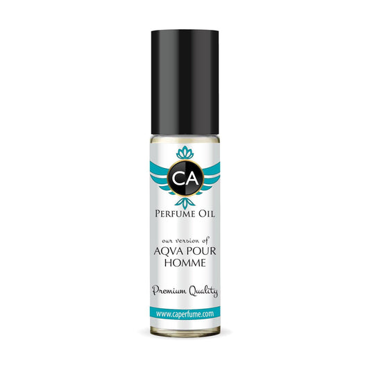 CA Perfume Impression of Aqva Pour Homme for Men Fragrance Oil Aromatic Aquatic Scent Long Lasting Cologne for Men Travel Size TSA Ready Mini Parfum Body Oil Roll-on 0.33 Fl Oz 10ml