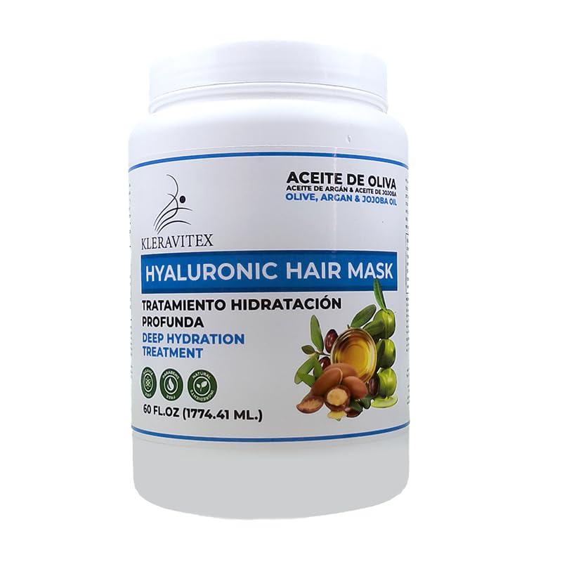 Hyaluronic Hair Mask Formulated With a Rich Blend of Olive Oil and Jojoba Oil to Provide Intense and Lasting Hydration for Dry or Damaged Hair, Restore Vitality and Shine (60 OZ)