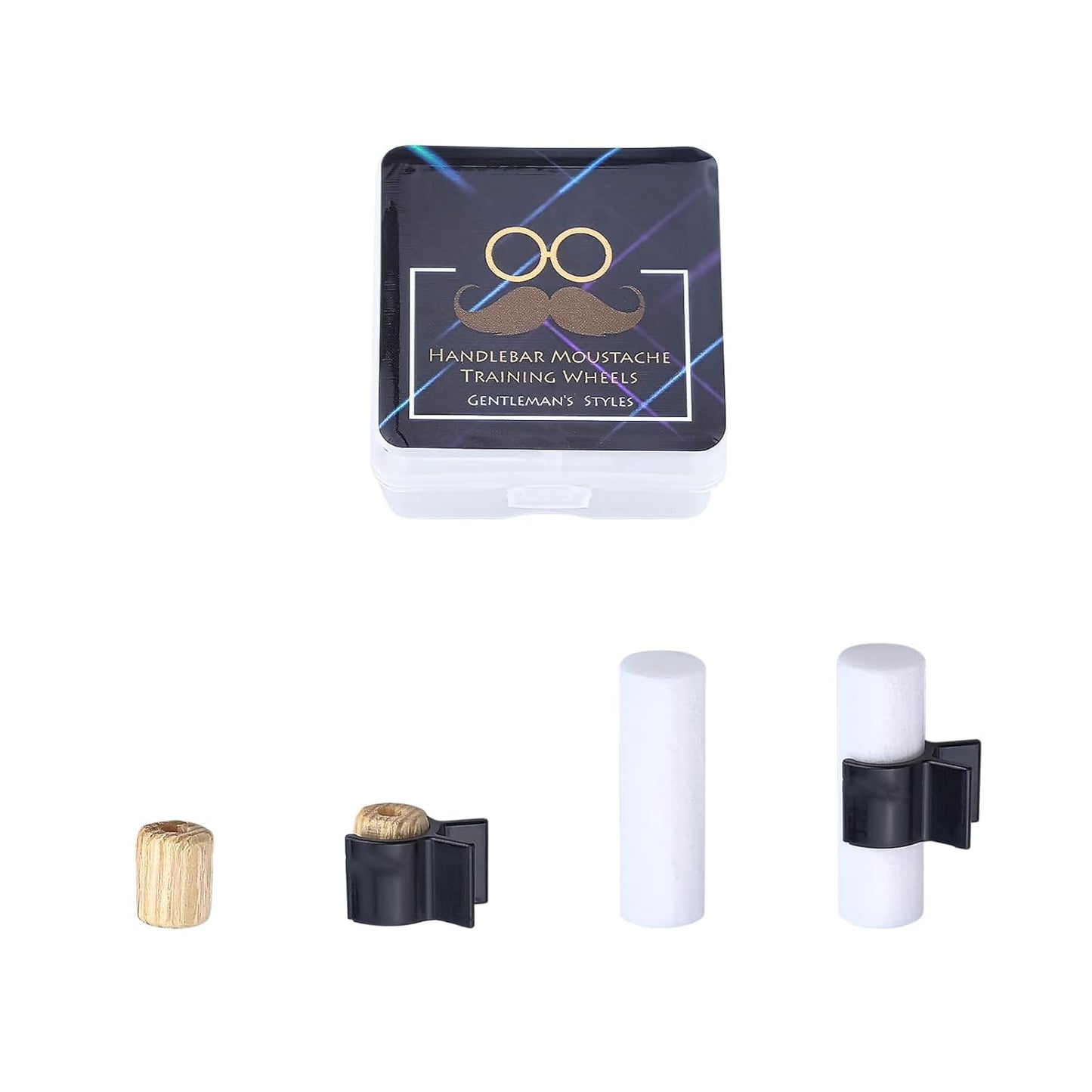 Handlebar Beard Shaping Tool, 2 Pair Portable Mustache Curler for Men, Styling Template Shaping Tool Gifts for Father Boy Husband Boyfriend (S/M)