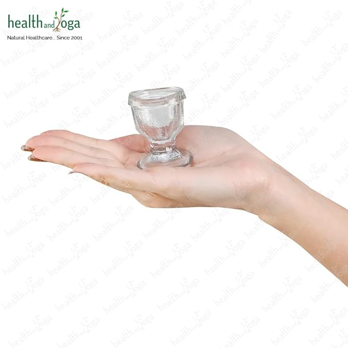 HealthAndYoga™ ChillEyes Transparent Glass Eye Wash Cup - Effective Eye Rinse and Cleansing – Eco-Friendly, Non-Reactive, Safe and Comfortable (Clear - Set of 2)