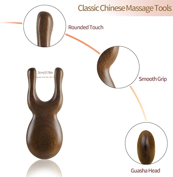 Wooden Gua Sha Facial Tools - Head Massager Sandalwood Wood Massage Tools for Face Nose Eye - Multifunctional Wood Therapy Massage Tools - Handheld Meridians Acupressure Tool - Gifts for Mom Wife