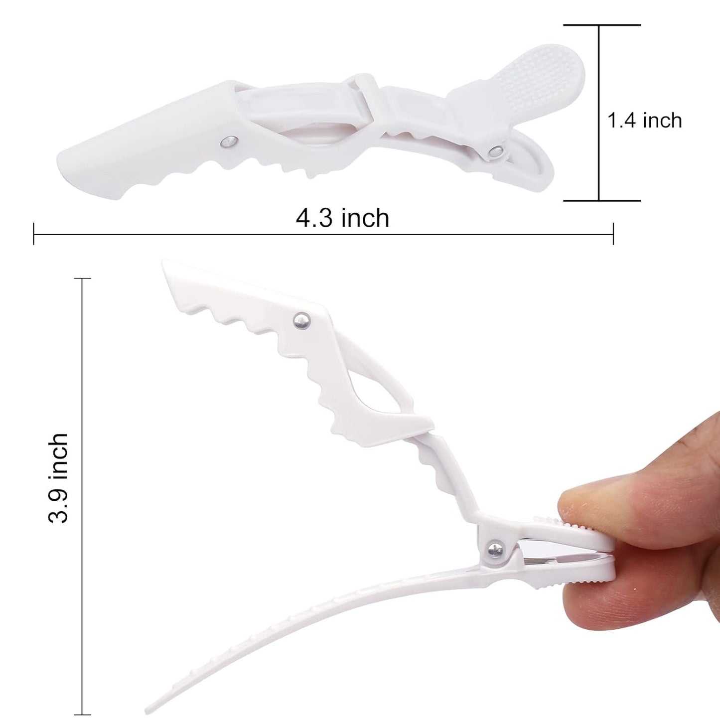 Ondder 14 Pack Alligator Hair Clips for Styling Sectioning, White Salon Pro Hair Clips for Barber Clips for Hair Coloring, Cutting, Sectioning