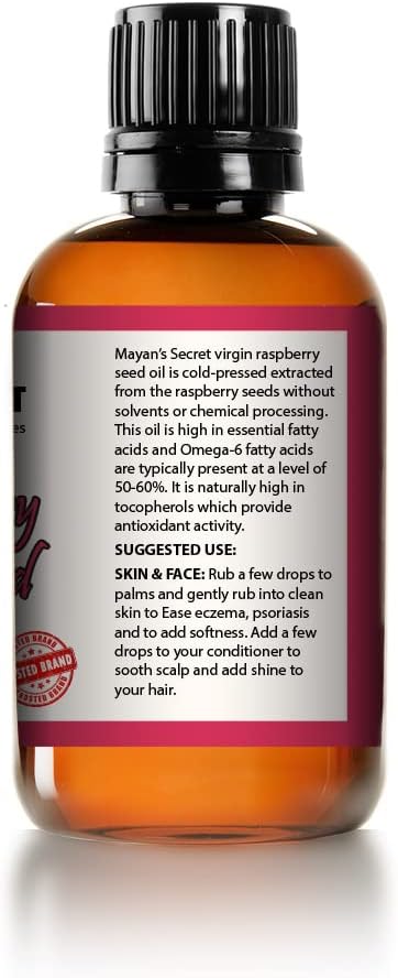 Mayan's Secret Pure Carrier and Essential oils for Skin Care, Hair, Body Moisturizer for Face-Anti Aging Skin Care (Red Raspberry Seed Oil, 4oz)