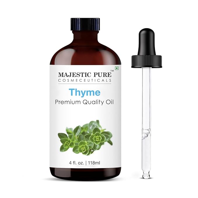 MAJESTIC PURE Thyme Essential Oil | 100% Pure and Natural Thyme Oil | Premium Grade Essential Oils for Hair Care, Home Diffusers, Skin, Aromatherapy, Massage and Humidifiers | 4 Fl Oz