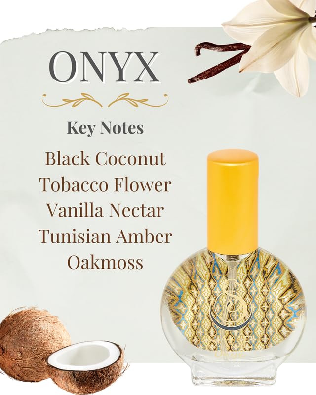 The Sagelifestyle Onyx Organic Perfume Spray for Women - Black Coconut, Vanilla, Amber, Oakmoss - Long Lasting and Natural Scent, Vegan & Cruelty Free, Made in USA, 1/2 oz - Travel Size Perfume