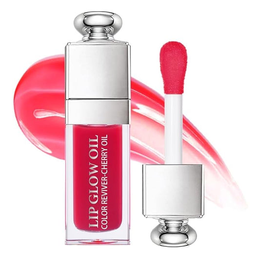 Hydrating Lip Glow - Tinted Lip Oil for Dry Lips - Non-sticky Big Brush Head - Lip Plumping - 013