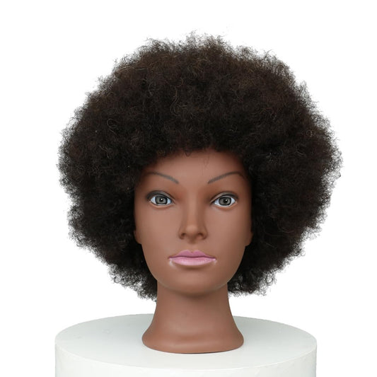 African American Mannequin Head with 100% Human Hair Kinky Curly Hair Hairdresser Practice Styling Training Head Cosmetology Manikin Doll Head for Dye Cutting Braiding