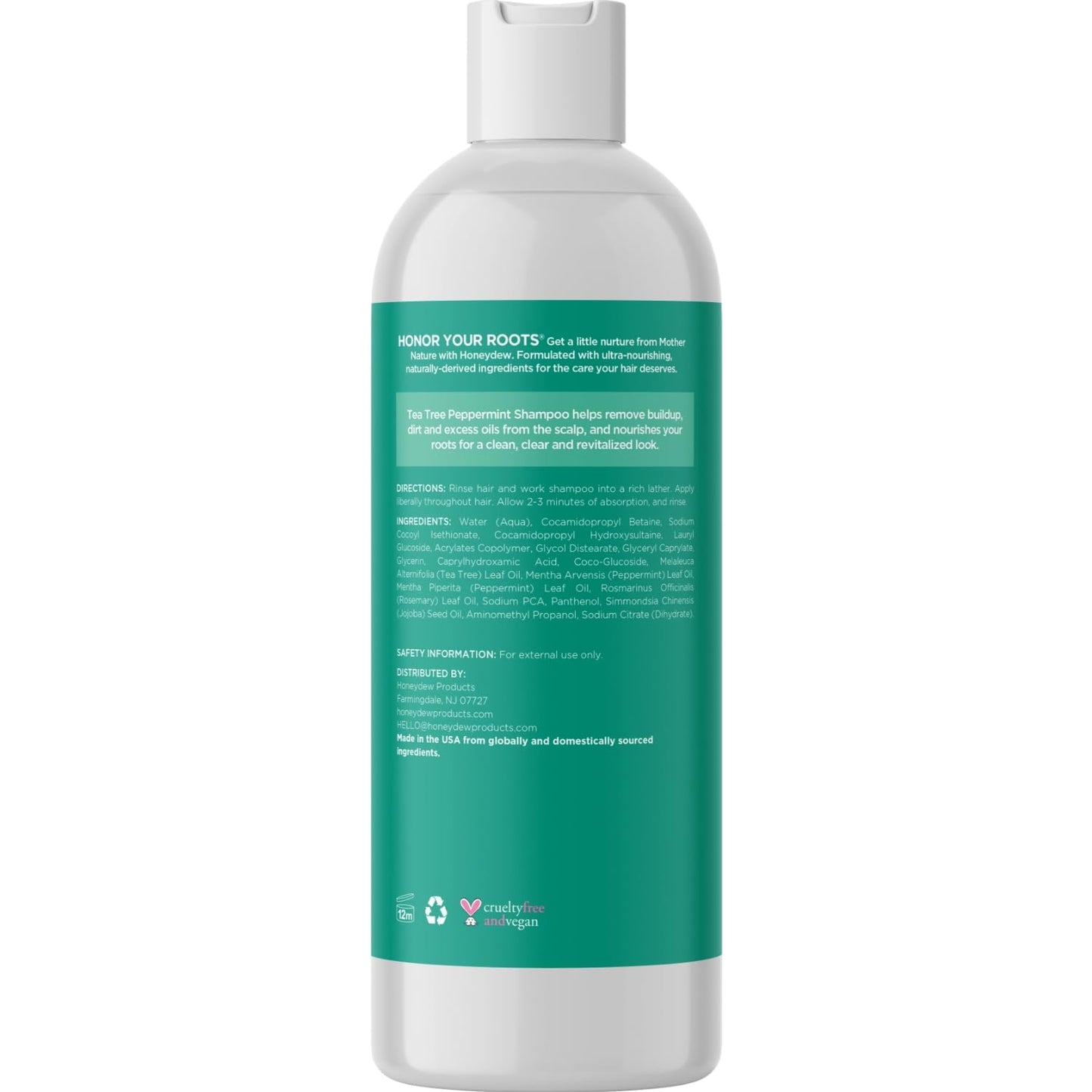 Invigorating Tea Tree Mint Shampoo - Rosemary Mint Shampoo for Oily Hair with Tea Tree Oil for Hair - Aromatherapy Clarifying Shampoo for Build Up Dry Scalp and Flakes with Essential Oils for Hair