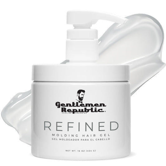 Gentlemen Republic 16oz Refined Hair Gel w/Pump - Professional Formula for 24 Hour Shine and Hold, Humidity Resistant, 100% Alcohol-Free and Never Flakes, Made in the USA
