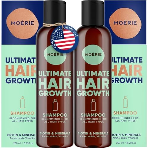 Moerie Ultimate Hair Growth Shampoo – For Longer, Thicker, Fuller Hair - Vegan Friendly Volumizing Hair Products – Paraben & Silicone Free – All Hair Types – Reverse Hair Loss – 8.45 fl oz, Double Set