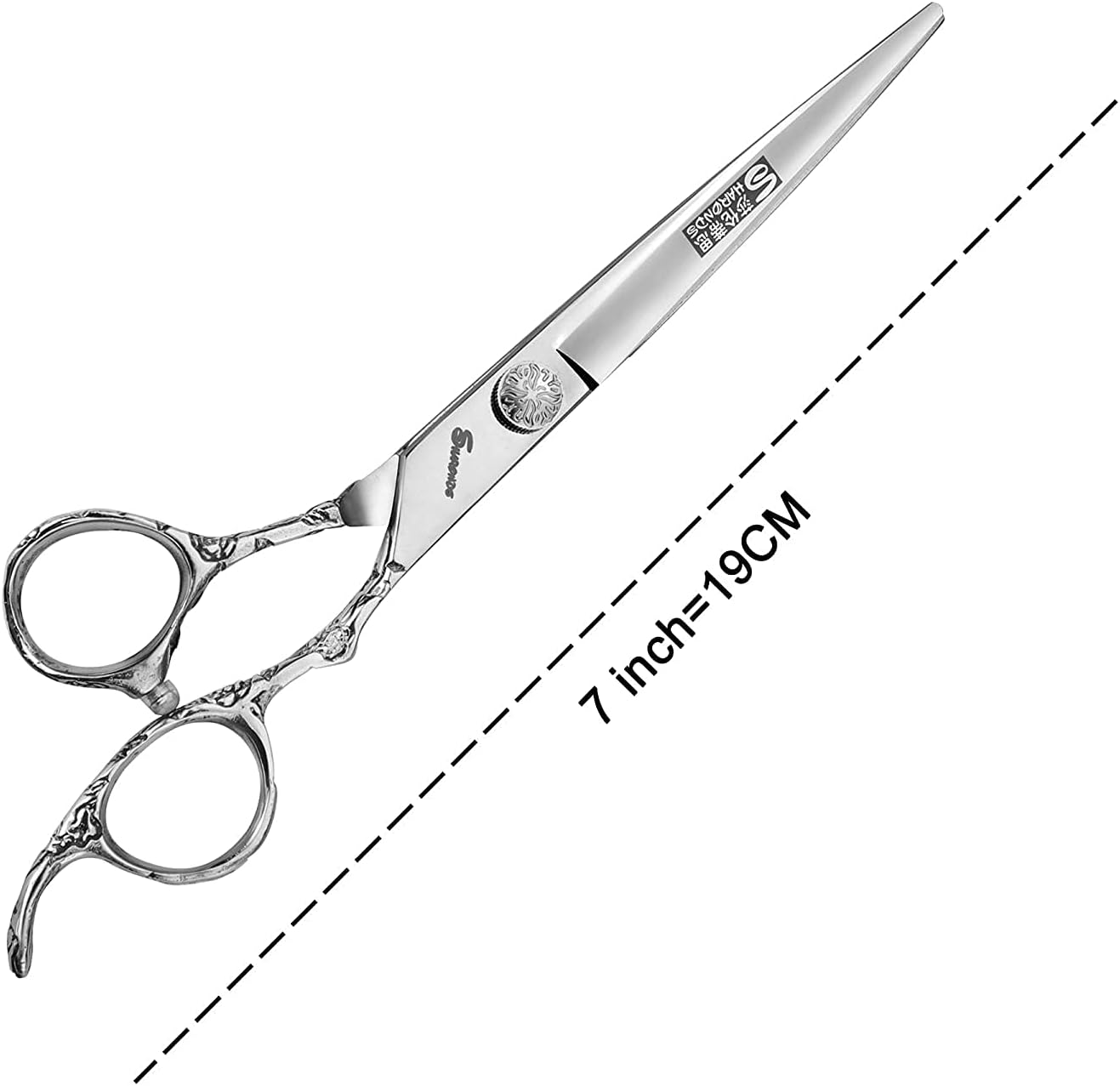 6/7-Inch Professional Hair Scissors Haircut Rose Pattern Hair Scissors Styling Tools Japanese Stainless Steel Scissor Set (7-inch cutting scissors-A)